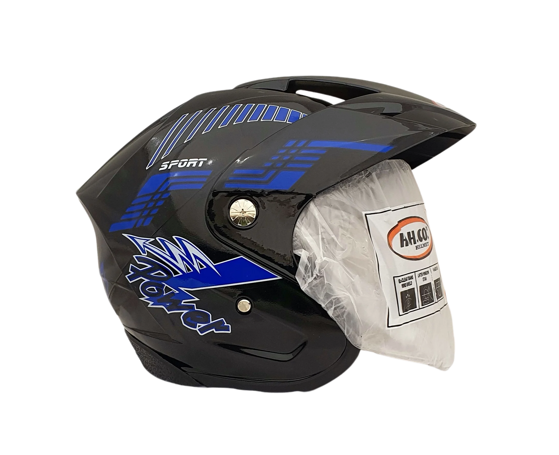 Top view of FLASH POWER BLACK BLUE SHINE Helmet